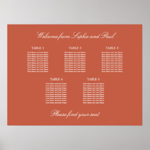 Póster Cartel de Asientos de Boda de Mesa de Terracota 5