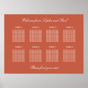 Póster Cartel de Asientos de Boda de Mesa de Terracota 8