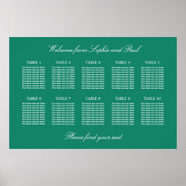 Póster Cartel de Asientos de Boda de Mesa Emerald 10