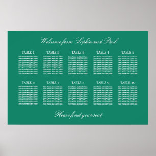 Póster Cartel de Asientos de Boda de Mesa Emerald 10