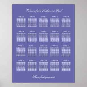 Póster Cartel de Asientos de Boda de Mesa Lavanda 20