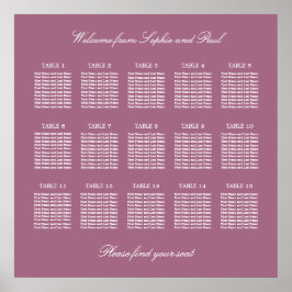 Póster Cartel de Asientos de Boda de Mesa Mauve 15