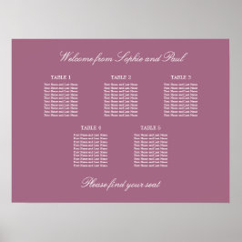 Póster Cartel de Asientos de Boda de Mesa Mauve 5