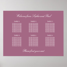 Póster Cartel de Asientos de Boda de Mesa Mauve 6
