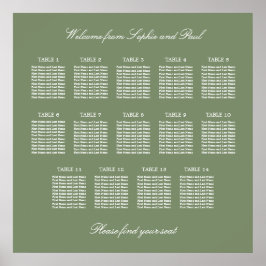 Póster Cartel de Asientos de Boda de Mesa Sage Green 14