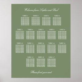 Póster Cartel de Asientos de Boda de Mesa Sage Green 17