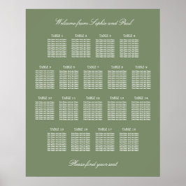 Póster Cartel de Asientos de Boda de Mesa Sage Green 18