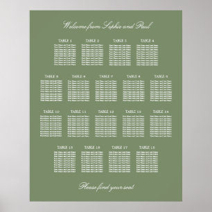 Póster Cartel de Asientos de Boda de Mesa Sage Green 18