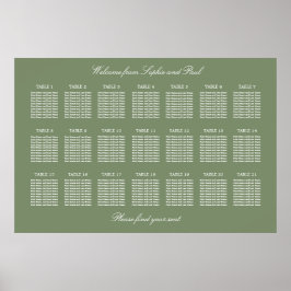 Póster Cartel de Asientos de Boda de Mesa Sage Green 21