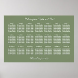 Póster Cartel de Asientos de Boda de Mesa Sage Green 21