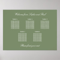 Cartel de Asientos de Boda de Mesa Sage Green 5