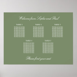 Póster Cartel de Asientos de Boda de Mesa Sage Green 5