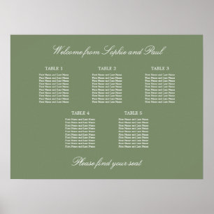 Póster Cartel de Asientos de Boda de Mesa Sage Green 5