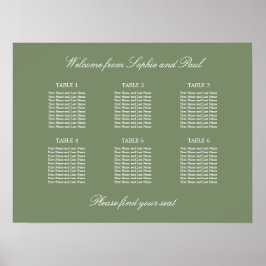 Póster Cartel de Asientos de Boda de Mesa Sage Green 6