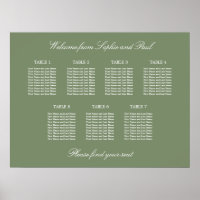 Cartel de Asientos de Boda de Mesa Sage Green 7