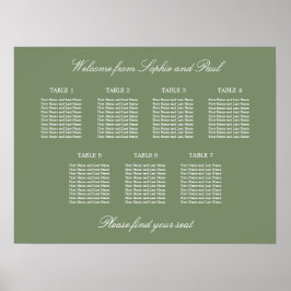 Póster Cartel de Asientos de Boda de Mesa Sage Green 7