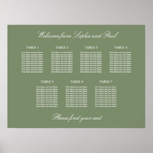 Póster Cartel de Asientos de Boda de Mesa Sage Green 7