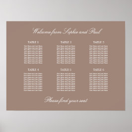 Póster Cartel de Asientos de Boda de Mesa Taupe 6