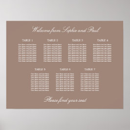Póster Cartel de Asientos de Boda de Mesa Taupe 7
