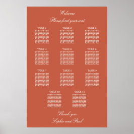 Póster Cartel de Asientos de Boda de Mesa Terracotta 11