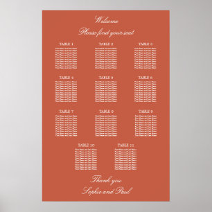 Póster Cartel de Asientos de Boda de Mesa Terracotta 11