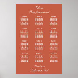 Póster Cartel de Asientos de Boda de Mesa Terracotta 12