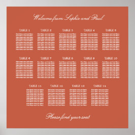 Póster Cartel de Asientos de Boda de Mesa Terracotta 14