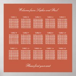 Póster Cartel de Asientos de Boda de Mesa Terracotta 15
