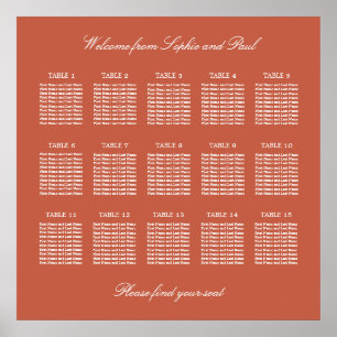 Póster Cartel de Asientos de Boda de Mesa Terracotta 15