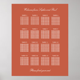 Póster Cartel de Asientos de Boda de Mesa Terracotta 16