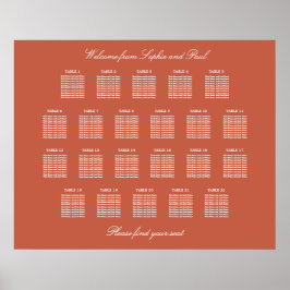 Póster Cartel de Asientos de Boda de Mesa Terracotta 22