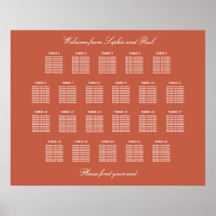 Póster Cartel de Asientos de Boda de Mesa Terracotta 22
