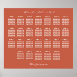 Póster Cartel de Asientos de Boda de Mesa Terracotta 26