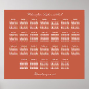 Póster Cartel de Asientos de Boda de Mesa Terracotta 26