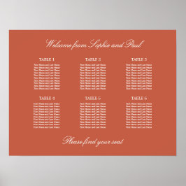 Póster Cartel de Asientos de Boda de Mesa Terracotta 6
