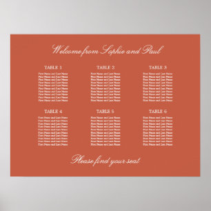 Póster Cartel de Asientos de Boda de Mesa Terracotta 6