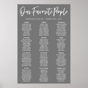 Póster Cartel de Asientos de Boda de Nuestras Personas Fa