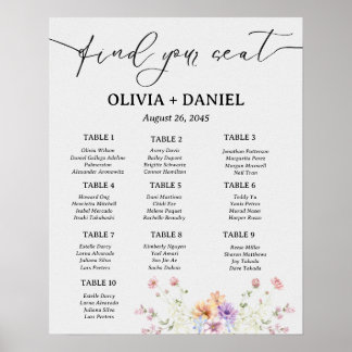 Póster Cartel de Asientos de Boda Minimal Simple