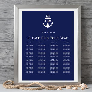 Póster Cartel de Asientos de Boda Náutica de la Marina