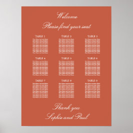 Póster Cartel de Asientos de Boda para Mesa de Terracota 
