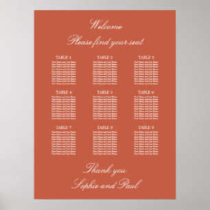Póster Cartel de Asientos de Boda para Mesa de Terracota 