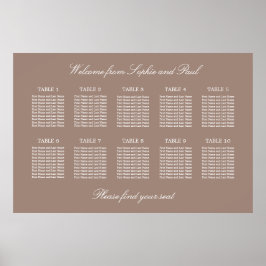 Póster Cartel de Asientos de Boda para Mesa Taupe 10