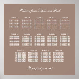 Póster Cartel de Asientos de Boda para Mesa Taupe 14