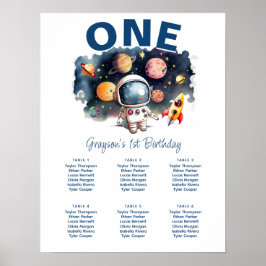 Póster Cartel de Asientos de Cumpleaños del Astronauta en