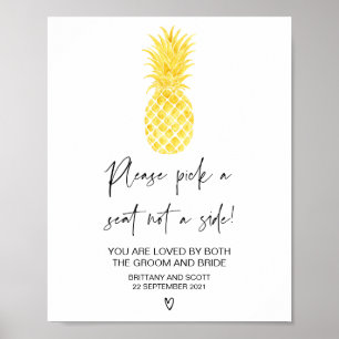 Póster Cartel de Asientos para Boda en Playa Tropical