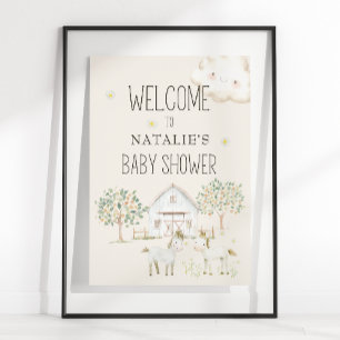 Póster Cartel de Baby Shower Amigos de la Pradera Animale
