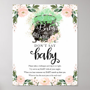 Póster Cartel de Baby Shower de Halloween Girl No Digas B