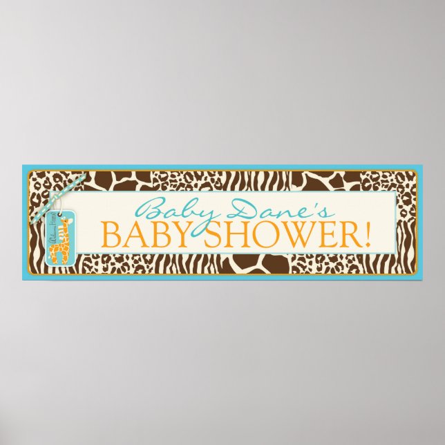 Póster Cartel de Baby Shower de Safari Giraffe (Frente)