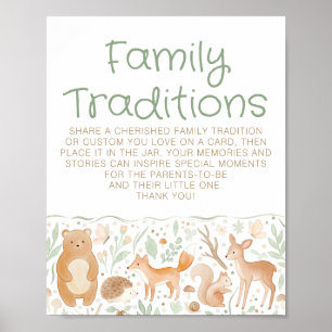 Póster Cartel de Baby Shower Tradiciones Familiares del B
