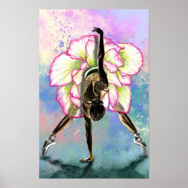 Póster Cartel de bailarina de ballet mujer bailarina de f (Frente)
